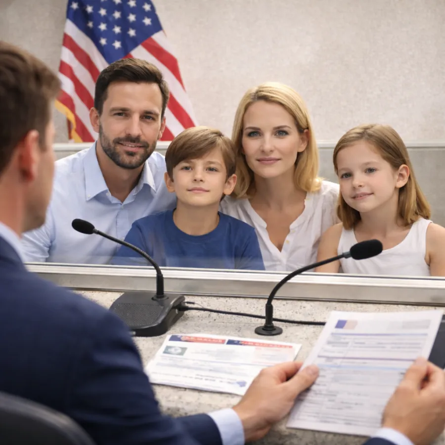 Imagem visto americano familiar